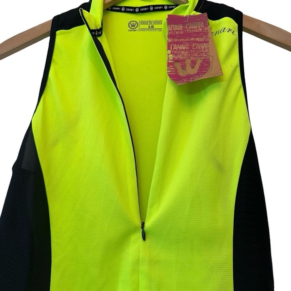 Canari NEW Dolce Cycling Jersey Zip Up Tank Top in Neon Yellow Women’s Size L - Picture 9 of 10